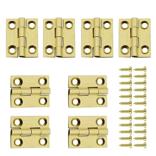 Jinyuanchao Mini Solid Brass Hinges Cabinet Drawer Butt Hinges for Jewelry Chest Wood Box,1/1.5/2.5Inch,Butt Hinges,8PCS (1Inch)