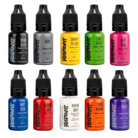 Tattoo Ink Set - Radiant Colors 8 Primary 1oz / Tribal Black/Super  White/Blue/Canary Yellow/Dark Brown/Scarlet Red/Tiger Orange/Medium Green