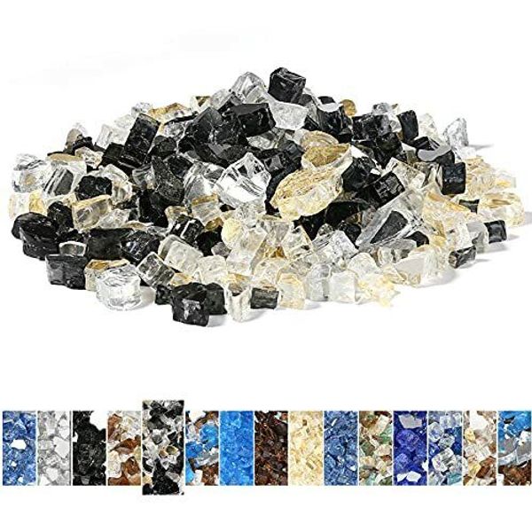 1/2 Inch Fire Glass For Fire Pit High Luster Blended Tempered Glass Rocks For In