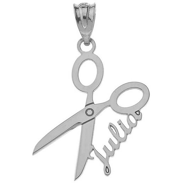Joyara Personalized Engravable Sterling Silver Name Hairdresser Hair Stylist Scissor Pendant Necklace (Available Chain Length 16"- 18"- 20"- 22") 20"