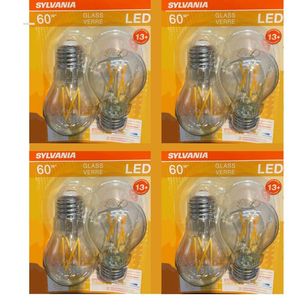 (8 bulbs) Sylvania Filament LED 60 watt equivalent, Dimmable A15, Soft White