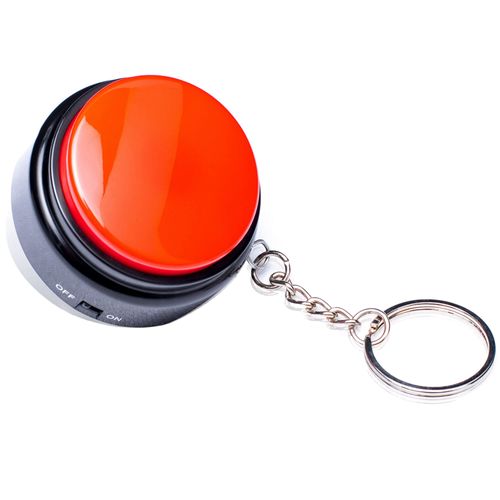 Recordable Talking Button with Keychain, 20s Voice Recording Time Sound Button Answer Buzzers Funny Buttons Record Your Own Words Also Used for Dog Training - Red and Black (Battery Included)