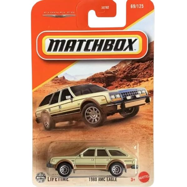 Matchbox 1980 AMC Eagle, 1:64 Scale Diecast Car, Tan, 69/125