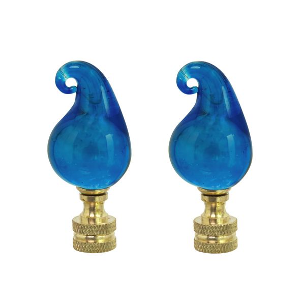 Aspen Creative 24016 Blue Glass Lamp Finial in Solid Brass Finish, 2 1/2" Tall (1 Pack)