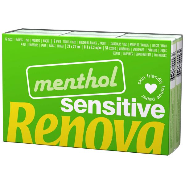 Renova SENSITIVE MENTHOL Pocket Tissues 6 Packs White Regular 1 Stück (6er Pack)