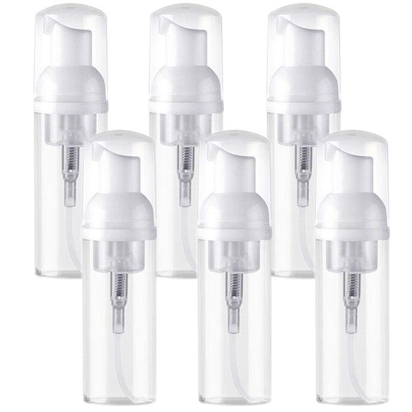 Alledomain 6Pcs Empty Foaming Pump Bottles, BPA Free Refillable Clear Plastic Small Foam Soap Dispenser for Cleaning, Travel, Cosmetics Packaging (60ml)