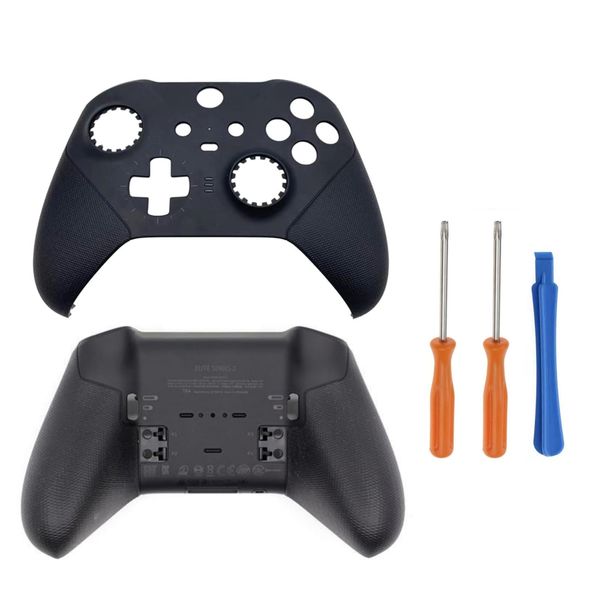 Hzxkqmil Housing Shell Case Replacement for Xbox Elite Controller Series 2, Front Back Shell Faceplate Accessories, Black, with Screwdriver Tool