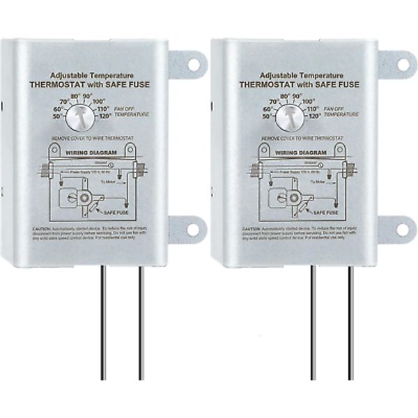 2PACK 10 Amp Attic Fan Thermostat Control, Programmable Thermostat with Adjustab