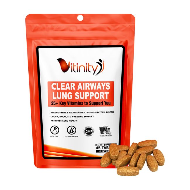 VITINITY Lung Cleanse & Respiratory Support Supplement-Natural Lung Health Complex-Lung Detox for Those with Breathing, Asthma, Seasonal Allergy (15 Day)