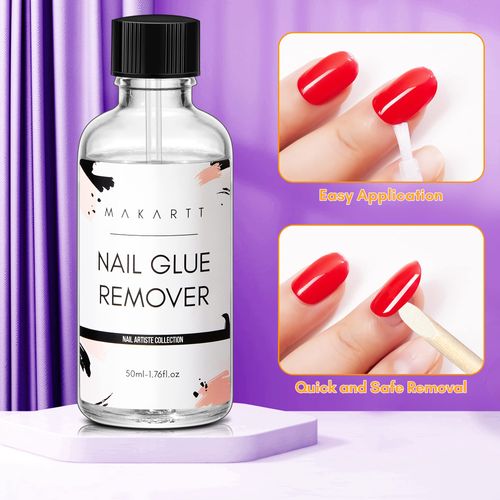 Makartt Nail Glue Remover for Press on Nails, 50ml Professional Nail Tips Artificial Nail Acrylic Fake Nail Adhesive False Nail Remover without Acetone (50ml)