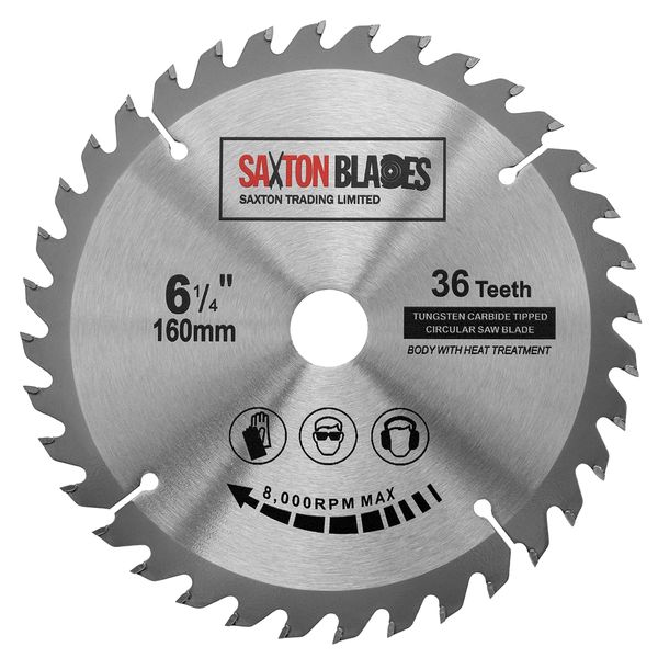 Saxton TCT Circular Wood Saw Blade 160mm x 20mm x 36T for Festool TS55 Bosch Makita etc Fits 165mm Saws