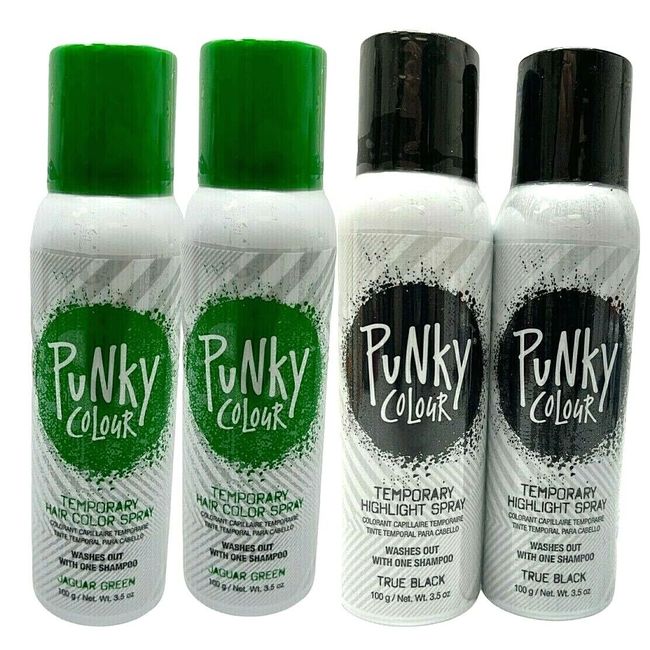 Punky Colour Temporary Highlight Spray 4 Pack -2 True Jaguar Green/ 2 True Black