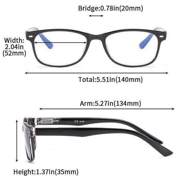 SUERTREE 1 PC 90% Anti-Blue Computer Reading Glasses, Blue Light Filter Eye Glasses Blocking UV Computer Glasses Visual Aided Glasses Female Male Reading Glasses Black 1.0 T80