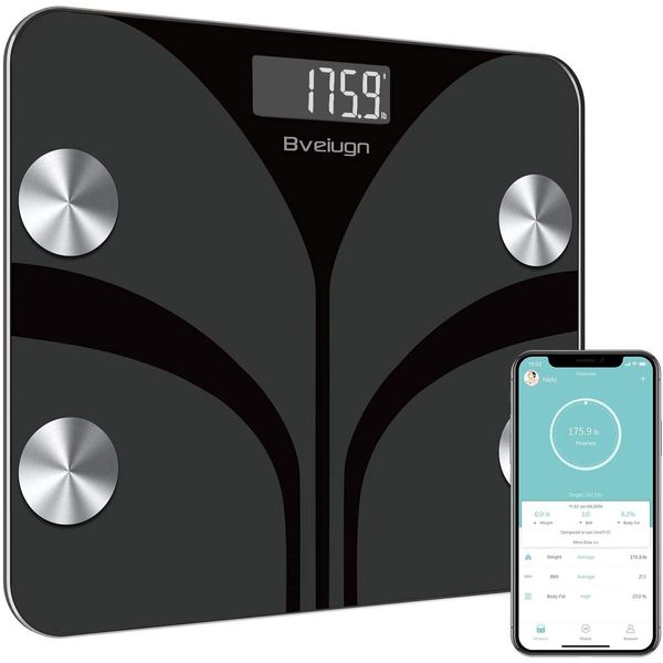 Body Fat Scale, Smart Wireless Digital Bathroom BMI Weight Scale, Body