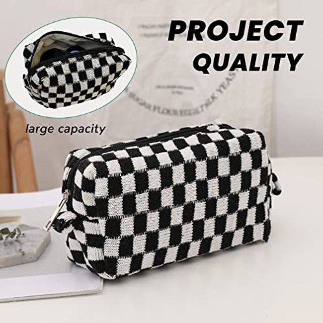 Makeup Bag Checkered Cosmetic Bag Large Travel Toiletry Organizer for Women  Girl