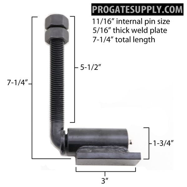 3/4" J-Bolt Gate Hinge | Heavy Duty 7" Adjustable Barrel | 2 Pairs (4 QTY)