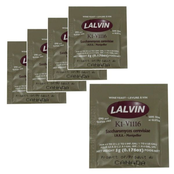 5x Lalvin ICV K1 V1116 Yeast White Wine 5g Sachet Homebrew Wine Making 4.5L-23L