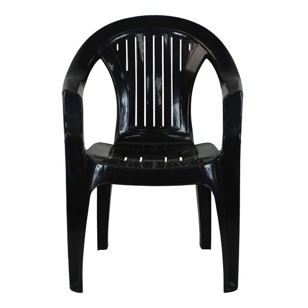 simpahome Stackable Low Back Plastic Garden Chairs - ANTHRACITE GREY - Set of 6 Chairs for Indoor or Outdoor Use.