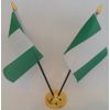 Nigeria Nigerian 2 Flag Desktop Table Display With Gold Base