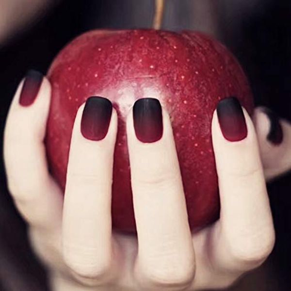 mallnoo 24 pieces style nail tips polish sand black and red gradient handmade nails
