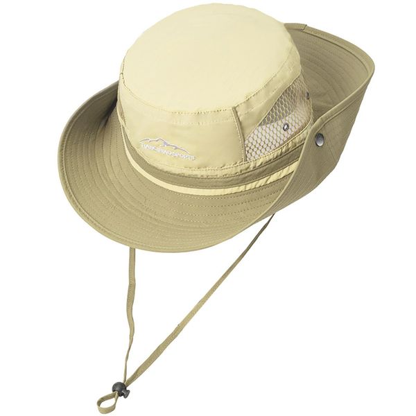 KXF Waterproof Sun Hat Women Men Breathable Wide Brim Summer Mesh UV Protection Safari Hat Foldable Lightweight Sunhat Cap with Chin Strap Adjustable Khaki