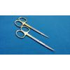 2 GOLD HANDLE ASSORTED IRIS MICRO DISSECTING SCISSORS STRAIGHT + CURVED 4.5"