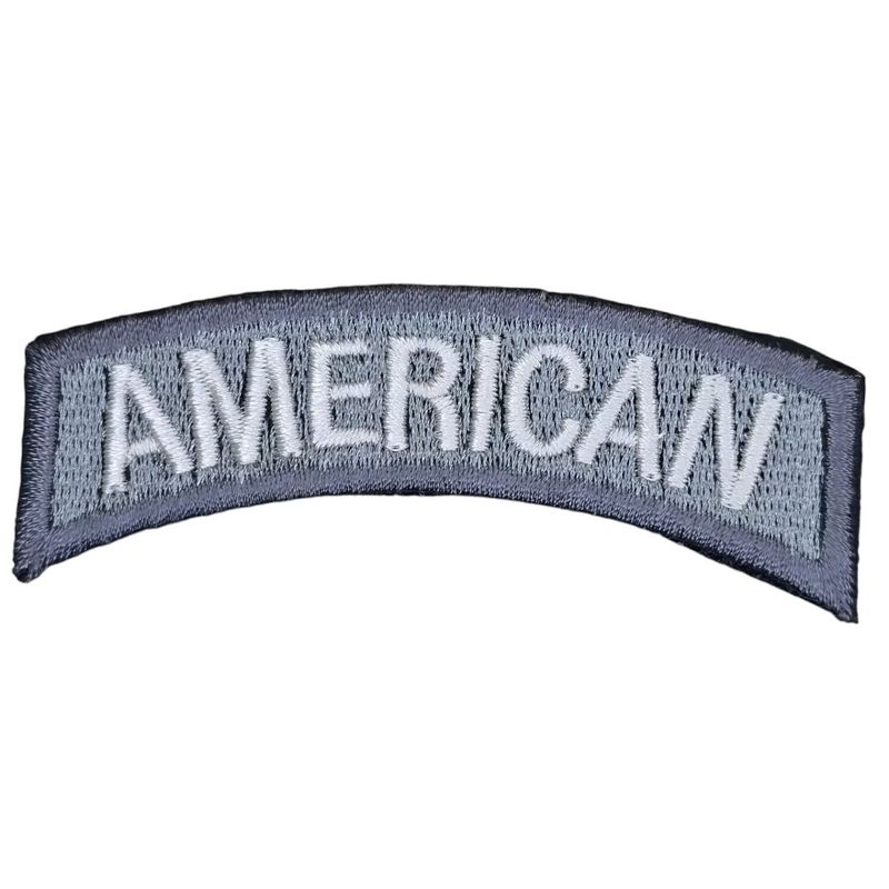 AMERICAN NAME TAG REFLECTIVE ROCKER ARC TAB HOOK ACU GRAY TACTICAL ...
