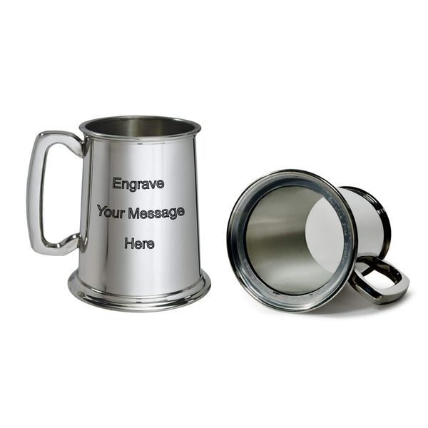 1 Pint Pewter with a Glass Base (with Engraving)