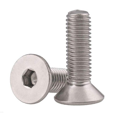 3/8-16 x 2" Flat Head Socket Cap Screws Countersunk Bolts, Allen Socket Drive, Stainless Steel 18-8, Fully Threaded, Bright Finish, 10 PCS