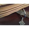 Tan, white designer dog collar. 13"-17", 58" leash