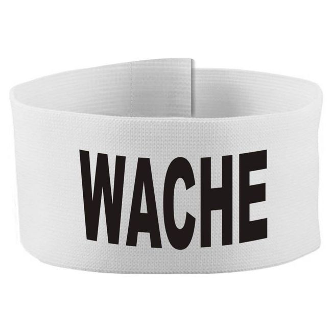 Klett Armbinde 5 cm Bedruckt mit WACHE (Farbe Weiss) (Gr. Senior - 25-35 cm)