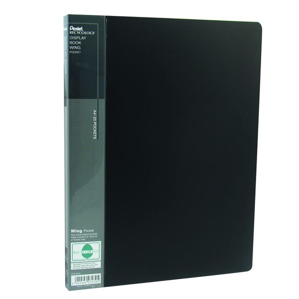 Pentel Recycology DCF442AI Display Book Wing with 20 Pockets - Black