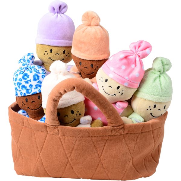 Creative Minds Basket of Babies Soft Baby Dolls, Sensory Toys, Multicultural, Diversity, Inclusion and Social Emotional Learning, Baby Toys for All Ages, Set of 6 Plush Dolls, Multicolor