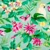 Wipe Clean Tablecloth Oilcloth PVC Vinyl Green and Pink Tropical Birds and Butterflies 140cm x 190cm Rectangle (55" x 75")