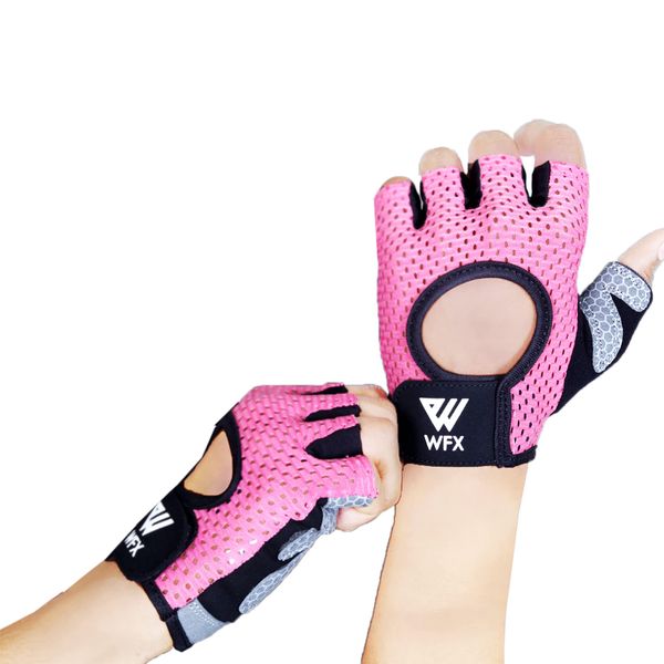 WESTWOOD FOX Weight Lifting Gloves with Wrist Wrap Support,Gym Gloves for Men and Women, Anti Slip, Breathable, Workout Training, Hanging, Pull-Ups, Dumbbell,Cycling (Pink Without Wrist Support, S)