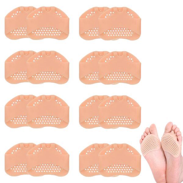 8 Pairs Metatarsal Pads, Breathable Metatarsal Pads for Women and Men Toe Pads Reusable Gel Ball of Foot Cushion Heel Cushions for Shoes Soft Toe Separators Gel Foot Pads for Women High Heels