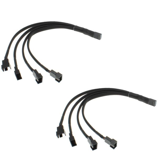 Novonest Extension Cable PC Case Fan 4 Branch Cable 3Pin and 4Pin Extension Power Cable for PWM Fan "FH4-2"