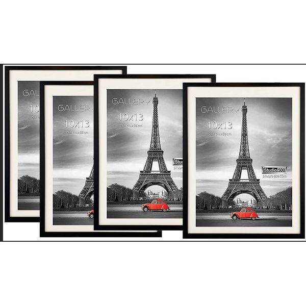 Studio 500 4PC Set 10 by 13-in Black Wall Document Frames with an Off White Mat