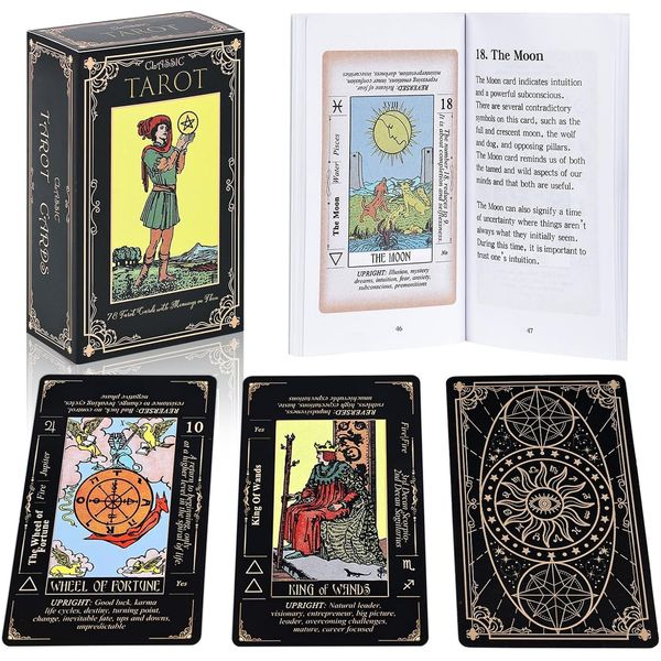 Touchfutrue Tarot Cards, Classic Tarot Cards and Book for Beginners Set, Tarot Cards Deck With 100 Page Guide Book, Rider Waite Tarot Deck for Beginners