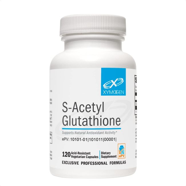 XYMOGEN S Acetyl Glutathione - Superior Absorption Acetylated Glutathione Supplement with Stomach Acid-Resistant Capsules - Healthy Aging, Cellular, Antioxidant + Immune Support (120 Capsules)