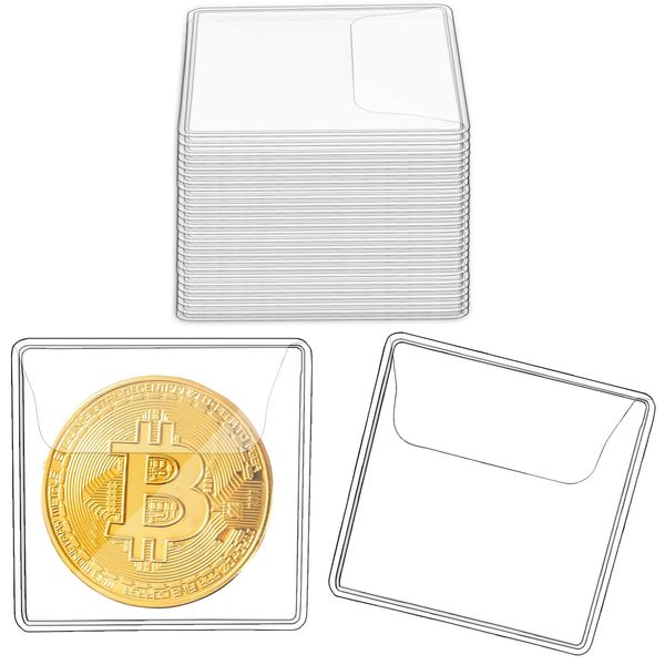 Ysglory 150Pcs Single Pocket Coin Flips Coin Sleeves Holders Clear PVC Coin Protectors Individual Plastic Coin Holders for Coin Currency Bills Collectors Protector (2.2 x 2 Inch) (Rectangular)