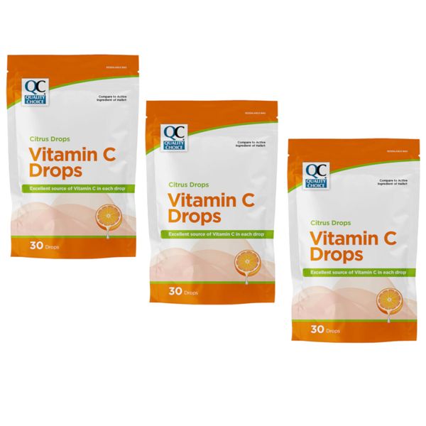 Quality Choice Citrus Drops Vitamin C – Immune System Support, 30 Count - 3 Pack