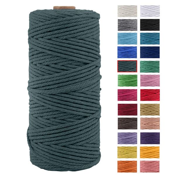 JeogYong Macrame Rope, Thick Natural Cotton Thread, 4 Ply Macrame Rope for Wall Hangings, Hangers, DIY, Home Decorations, Gift Packaging 3mm x 109Yards (Dark Green)