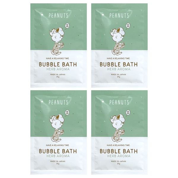 Character Bubble Bath, Snoopy, Herbal Aroma Scent, Green, 4 Doses, Bath Additive, For Children, Kids, Bath, Bubble, Toy, Gift, Moisturizing, Popular