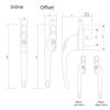 ERA Maxim Inline Offset Locking Window Handle White| PVC Windows Handle Replacement | White Handle & Button with Keys