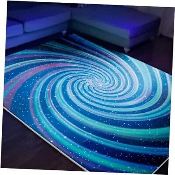 Optical Illusion Area Rug Black Light,UV Reactive 3D Fluorescent Rug for