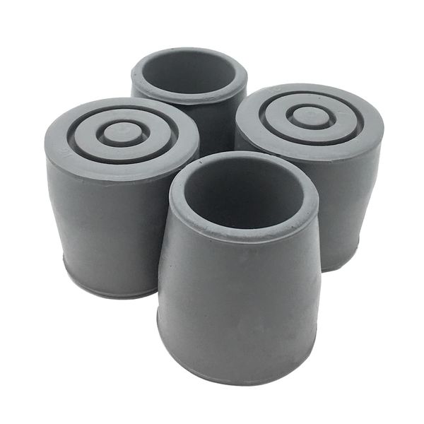 PCP Replacement Walker Tips, Reinforced Rubber Glides, Fits 1.14" Diameter, 1.25" Traction Base, 4 Count