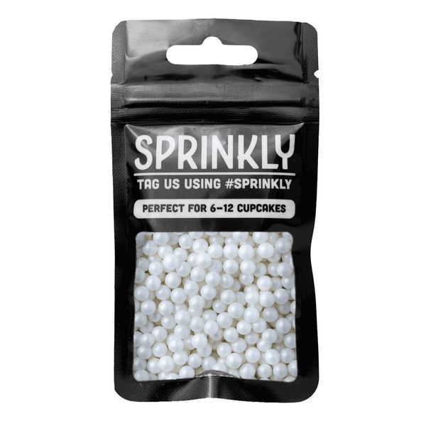 Simply Topps Sugar Dragees Cake & Cupcake Decoration Sprinkles, 6 mm, Glimmer Pearl White, 30G