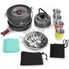 Odoland 22pcs Camping Cookware Mess Kit, Large Size Hanging Pot Pan Kettle wi...
