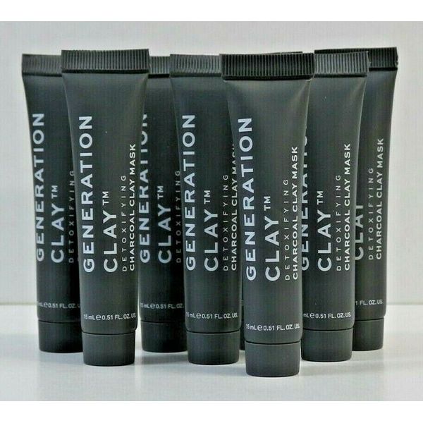 Lot of 8 GENERATION CLAY Detoxifying Charcoal Clay Mask .51oz/15ml Mini Sealed